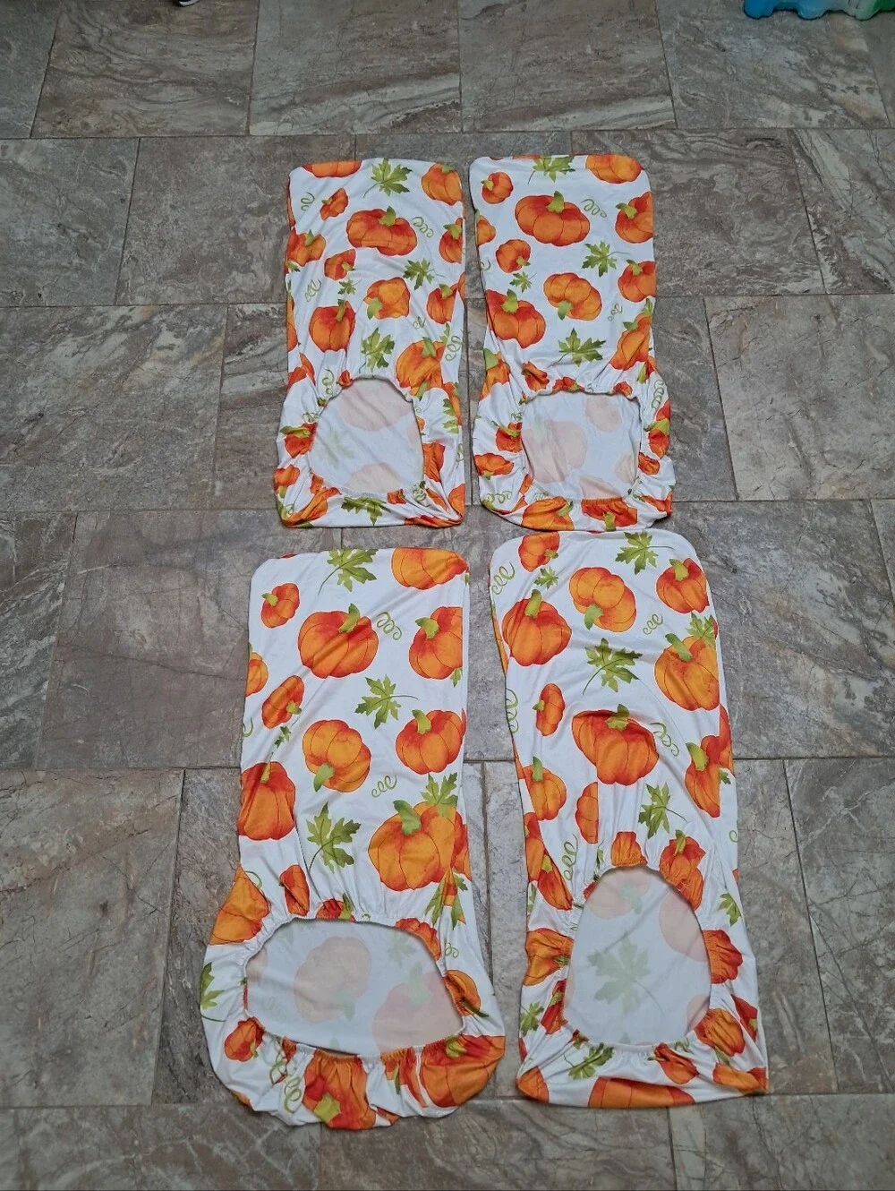 Northern Brothers Dinning Slip Chair Covers Set Of 4 Pumpkins White Orange Fall